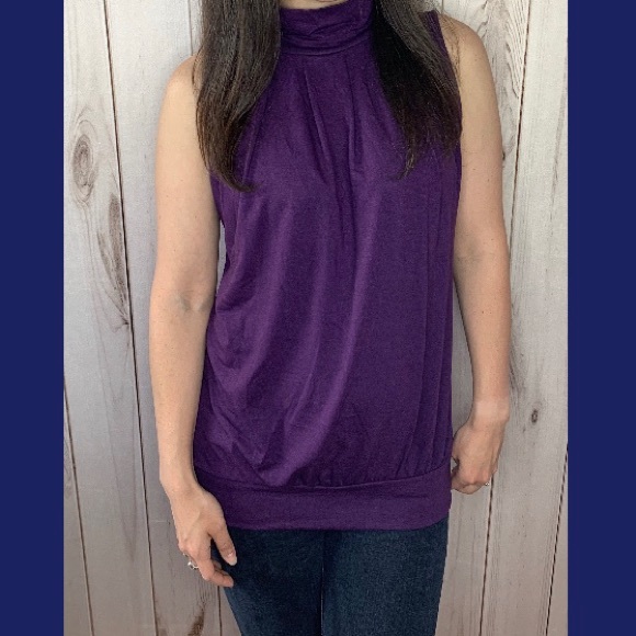Tops - The Sawyer Top- purple mock neck sleeveless top